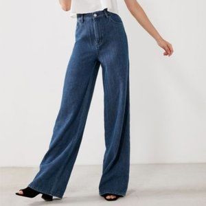 BDG mid-rise wide leg dark wash jeans size 28